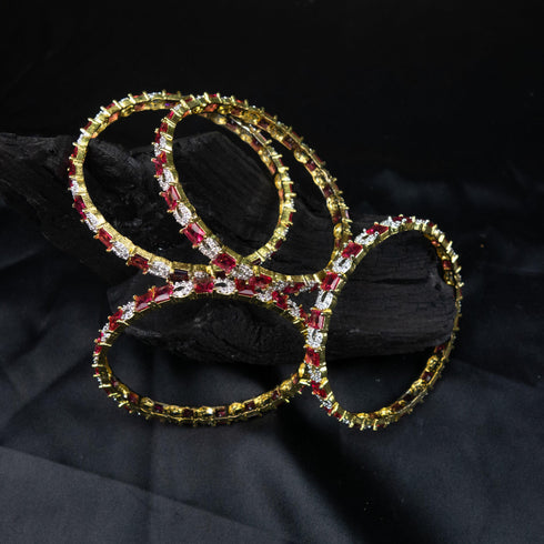 American Diamond Ruby Bangles - D86